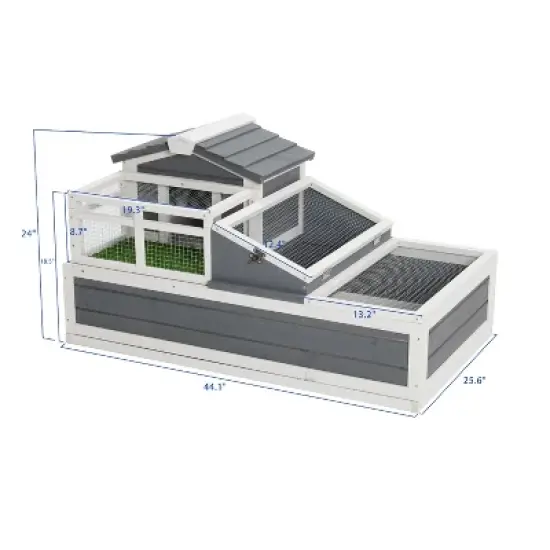 KWPZQEB 3- Room Tortoise House Habitat with Balcony & 2 Stories, Wooden Tortoise Enclosure with Ladder, Tray&pound;&not;Large Reptile Cage for Indoor, Outdoor image {6}