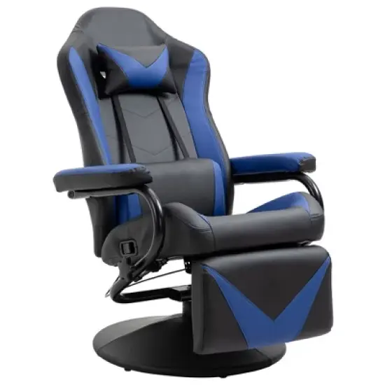 HOMCOM Gaming Recliner, Racing Style Video Gaming Chair with Adjustable Backrest and Footrest, High Back Swivel Computer Chair with Lumbar Support and Headrest image {7}