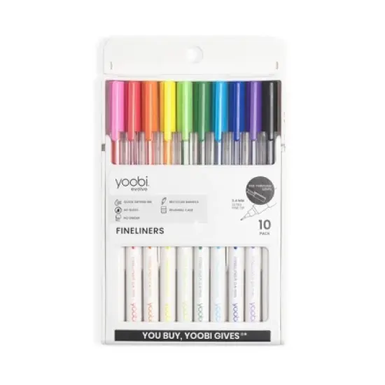 Yoobi Evolve 10pk Fineliner Pen Brights See-Through, Teacher Supplies image {8}