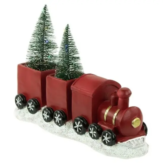 Northlight LED Lighted Frosted Trees in Train Christmas Decoration - 12" - Red and Gold image {3}