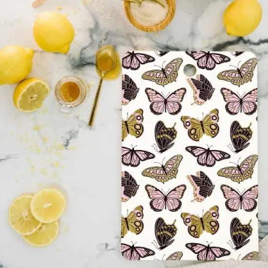 Jessica Molina Texas Butterflies Blush and Gold Cutting Board Rectangle - Deny Designs image {1}