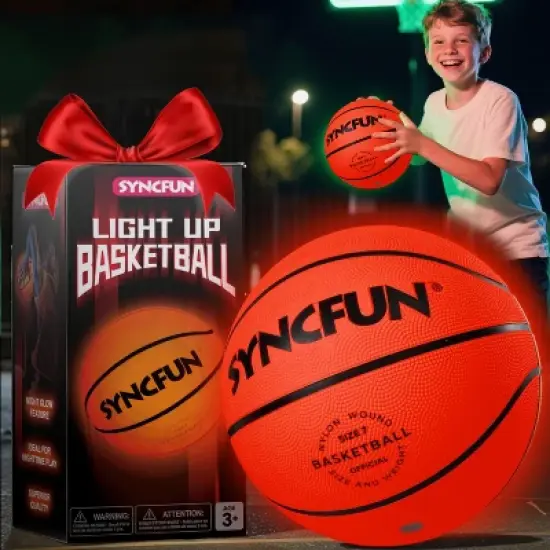 Joyfy Size 7 29.5" Basketball For Kids Teenagers Glow In The Dark LED Light Up for Halloween Glow Party Favors Cool Boy Stuff Toy Gifts Night Games image {9}