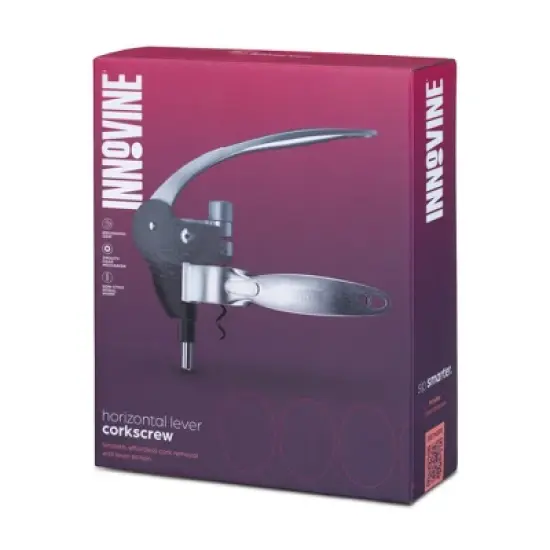 Innovine Horizontal Lever Corkscrew, Durable Die-Cast Zinc Construction Wine Opener with Non-Stick Spiral Worm, Perfect for Home Bar, Set of 1 image {6}