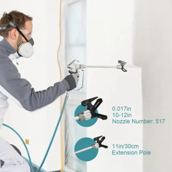 TROPOW Air Spray Gun Kit, Premium Electric Paint Gun - 750W 3300 Psi with Extension Pole & Cleaning Kits for Cars, House DIY image {3}