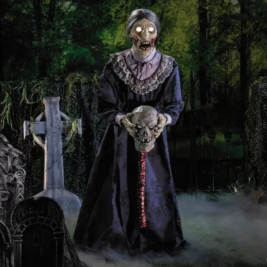 5 Ft. 6" Animated Light-Up Skeleton Zombie Couple Halloween Decoration image {1}