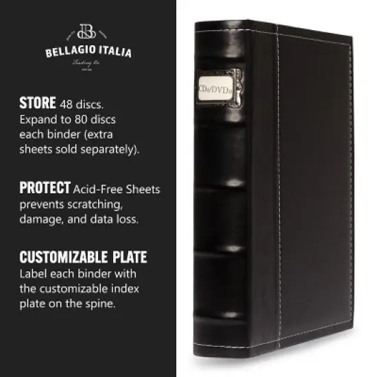 Bellagio-Italia CD/DVD Storage Binder - Black - Leather - 144-Disc Capacity image {4}