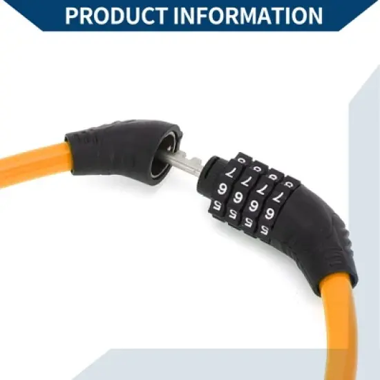 Unique Bargains Bicycle Lock Security Lock Resettable 4 Digit Combination Chain Bike Lock Orange image {2}