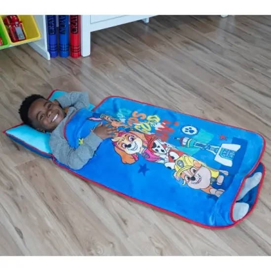 NoJo Paw Patrol "Good Pups Good Day" Toddler Nap Mat - Includes Attached Pillow and Fleece Blanket, Aqua, and Blue image {4}