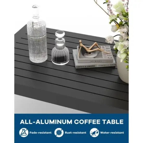 4-Piece Outdoor Patio Sofa Set with Aluminum Frame, Removable Cushions and Coffee Table for Backyard and Porch image {5}