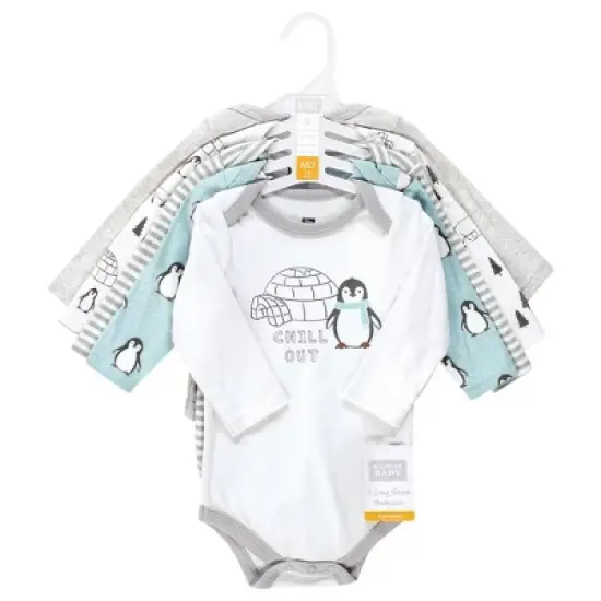 Hudson Baby Unisex Baby Cotton Long-Sleeve Bodysuits, Chill Out Penguin image {1}