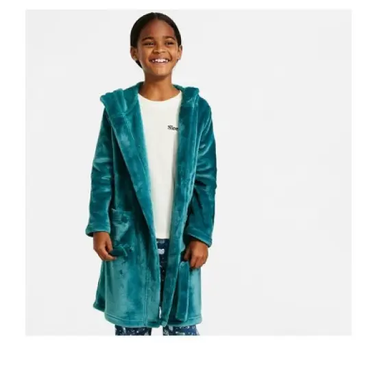 Lands' End Kids Hooded Fleece Solid Robe image {2}