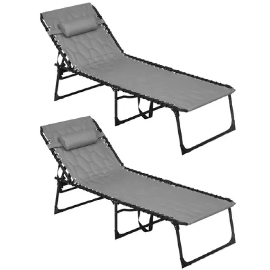 PAGED Folding Chaise Lounge Portable Lounge Chair Outdoor with 4-Position Reclining Back for Camping, Beach, Party, Picnics, Patio image {8}