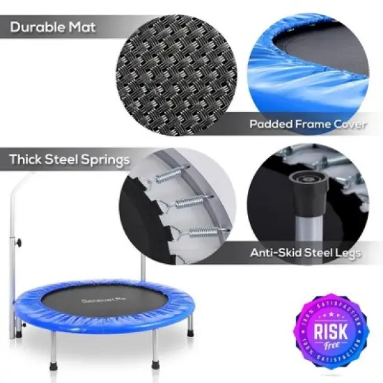 SereneLife Adult Jumping Fitness Trampoline - 40" Foldable Rebounder with Adjustable Handrail, Core Workout Trainer - SLSPT409 image {3}