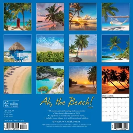 Willow Creek Press 2024 Wall Calendar 12"x12" Ah the Beach! image {1}