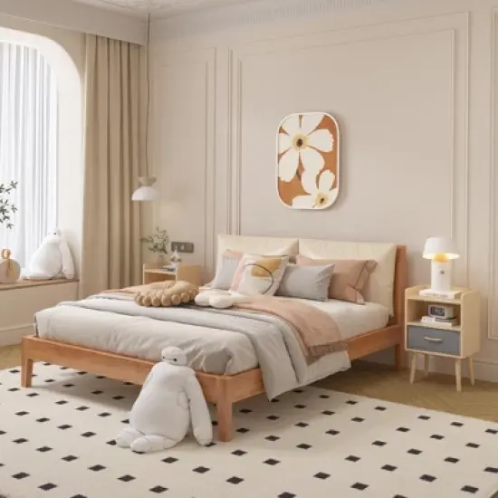 TiramisuBest Modern Night Stand Storage Cabinet with White for Nightstands image {6}