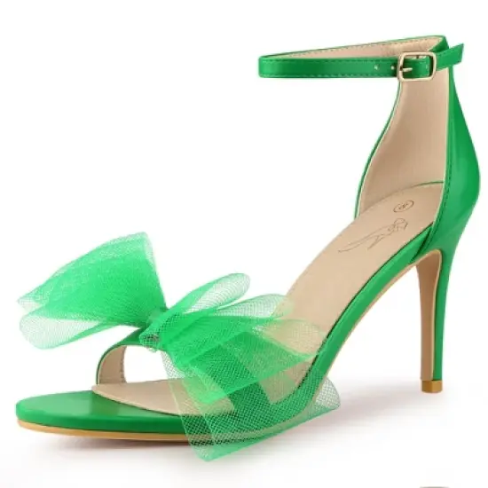 Perphy Women's Open Toe Ankle Strap Bow Tie High Heels Stiletto image {10}