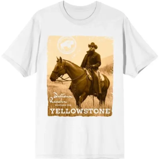 Yellowstone Rip Wheeler On Horse Poster Art Crew Neck Short Sleeve Women's White T-shirt image {5}