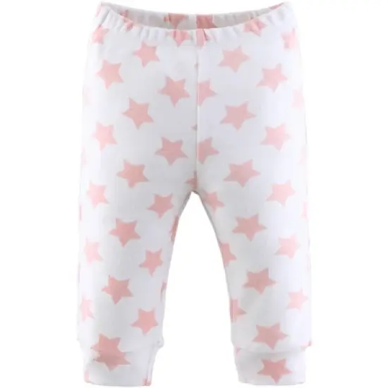 The Peanutshell Flowers & Stars 5-Pack Cuffed Baby Pants in Pink/Light Coral/White, 9-12 Months image {2}