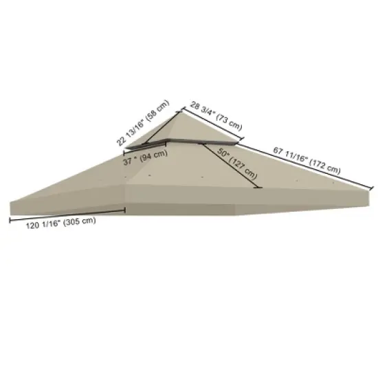 Yescom 10x10Ft Gazebo Top Replacement 2 Tier PU Water Resistance Outdoor Canopy Cover Patio Garden Outdoor Party Gray image {6}
