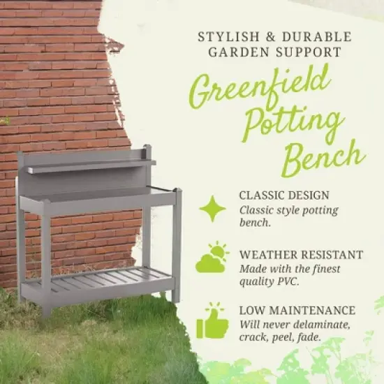 Dura-Trel Outdoor Gardening Heavy Duty PVC Vinyl Greenfield Potting Bench image {2}