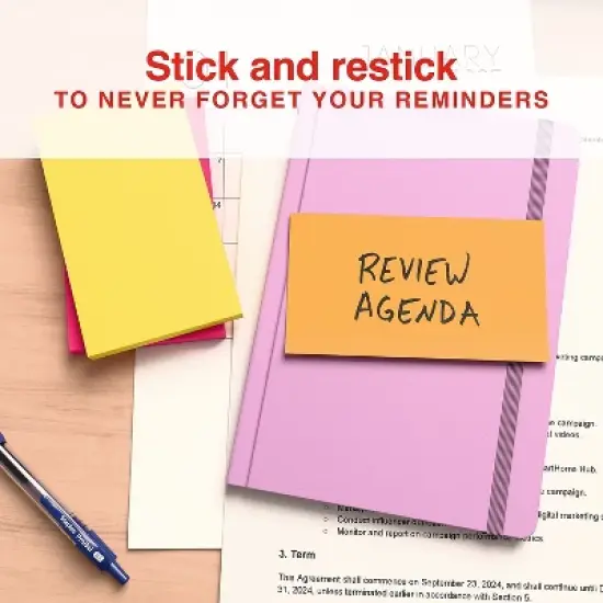 Staples Stickies Standard Notes 3" x 5" Assorted 100 Sh/Pd 12 Pd/Pk S-35BR12 image {3}