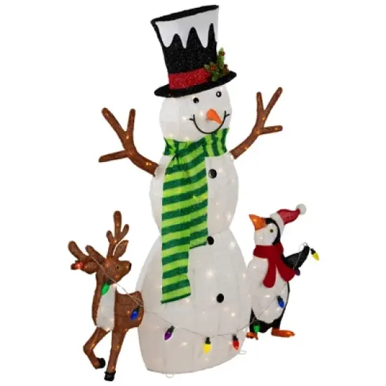 Northlight 3D LED Lighted Snowman and Penguin Outdoor Christmas Decoration - 48" - Warm White image {3}