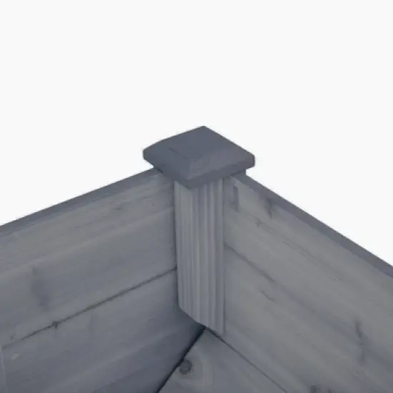 Outsunny 48" Raised Garden Bed with Tool Hooks, 660lb Capacity Fir Wood Elevated Planter Box w/ Water Draining Funnel Design to Grow Vegetables, Gray image {5}