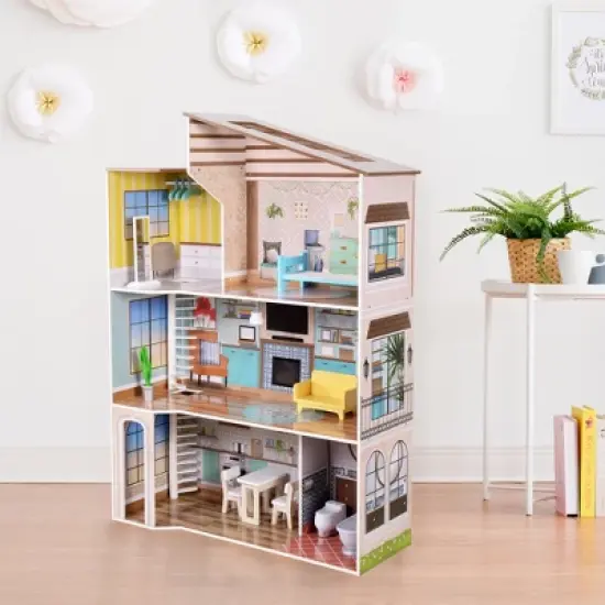 Olivia's Little World by Teamson Kids Wooden Dreamland Mediterranean Dollhouse Set image {3}