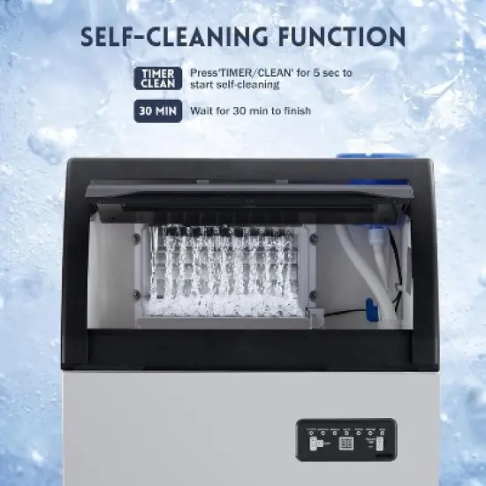 Acekool Commercial Ice Maker - 120Lbs/24H, 40Lbs Storage, Quiet & Energy Efficient with LED Control image {4}