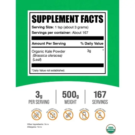 BulkSupplements Organic Kale Powder image {1}
