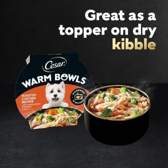 Cesar Warm Bowls Roasted Chicken Flavor Entr&eacute;e Adult Wet Dog Food - 2.7oz image {8}