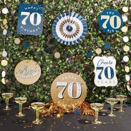 Sparkle and Bash 12 Pieces 70th Birthday Party Supplies, Table Centerpieces, Wall Ceiling Decorations Confetti String image {1}