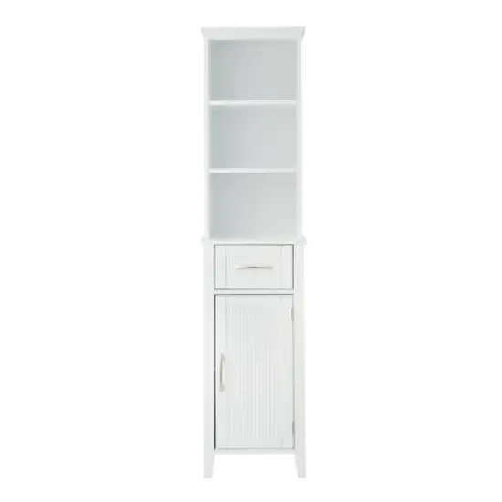 Newport Contemporary Wooden Linen Tower Cabinet White - Elegant Home Fashions image {4}