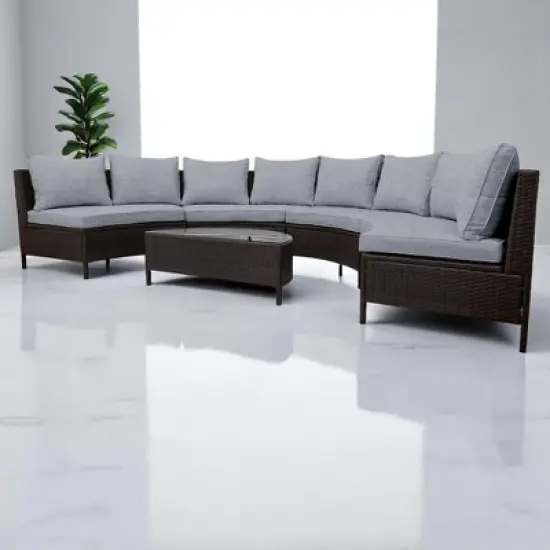 5-Piece Outdoor Rattan Sofa Set with Cushions, Pillows, and Tempered Glass Table &acirc;&acirc;&sbquo;?Multifunctional, UV & Water-Resistant Patio Furniture image {9}