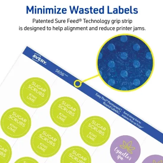Avery Printable Round Labels with Sure Feed, 1" Diameter, Matte White, Permanent Adhesive, Laser & Inkjet Printers, 1,200 Blank Labels (5656) image {3}