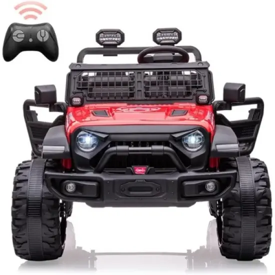 24V 2-Seater Kids Ride-On Truck, 2x120W Motors Electric Car with Remote Control, 20" Extra Wide Seat, 15.5" XL Wheels, Storage & Bottle Holder image {10}