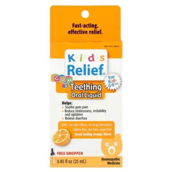 Homeolab USA Kids Relief&reg;, Gum & Teething Oral Liquid, 0-9 Years, Orange, 0.85 fl oz (25 ml) image {5}