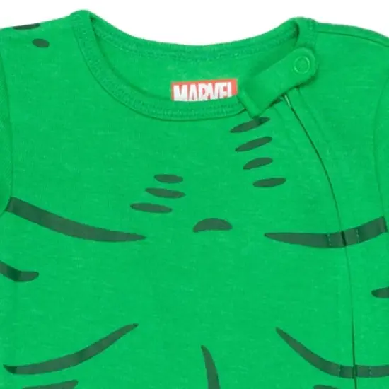 Marvel Avengers Hulk Captain America Spider-Man Baby 3 Pack Zip Up Sleep N' Play Coveralls Newborn to Infant  image {6}