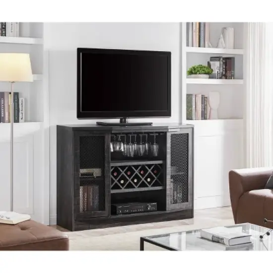 Bar Cabinet with Two Curved Glass Doors - Home Source image {6}