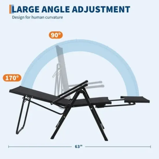 Outdoor Folding Patio Chairs with Armrests, Retractable Footrest, Weather Resistant, Durable Lounge Chair, Comfortable Outdoor Chair image {1}