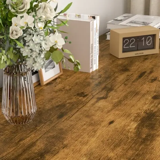 VECELO 55.1" Dog Crate, Wooden Decorative Dog Kennel Indoor With 2 Drawers for Medium/Large Dogs, Brown image {9}