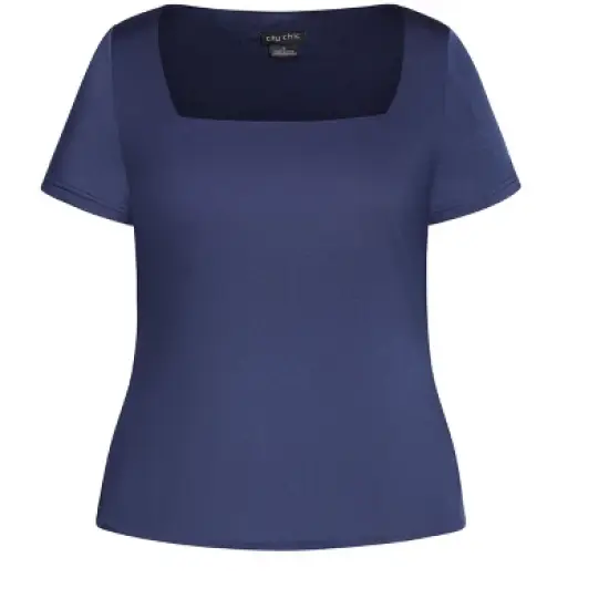 Women's Plus Size Suited Sleeve Top  - Navy | CITY CHIC image {2}