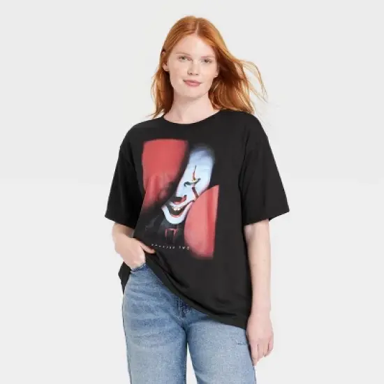 Women's Halloween IT Oversized Short Sleeve Graphic T-Shirt - Black image {3}