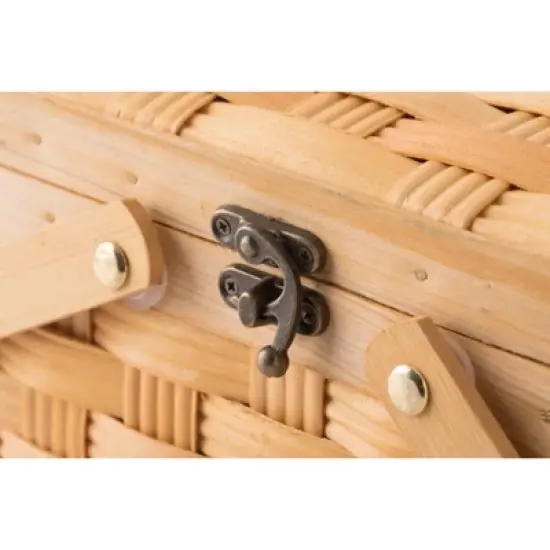 Vintiquewise Small Woodchip Picnic Basket with Cover and Folding Handles image {4}