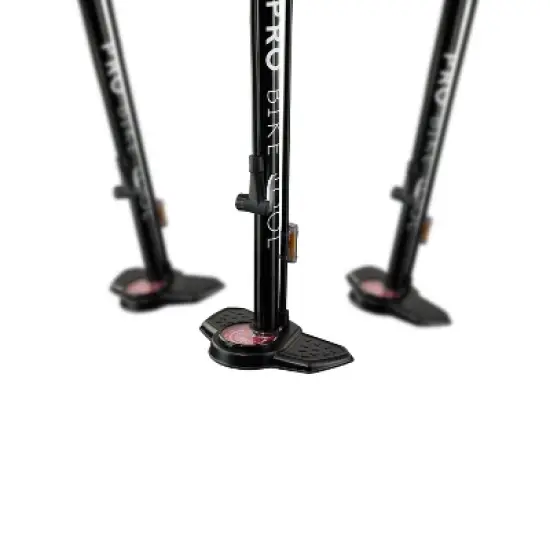 PRO BIKE TOOL Floor Bicycle Pump with Gauge up to 160 PSI / 11 Bar Pressure, Black image {2}
