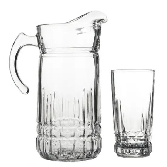 Slickblue Fluted Romanesque Design Cristalline Beverage Set &ndash; Includes 65 oz Pitcher & 6 Tumblers image {7}