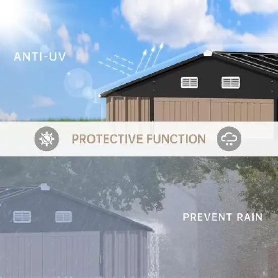 Acekool 10x12 Ft Outdoor Storage Shed, Large Galvanized Steel Tool Shed with Sliding Lockable Door & Sloped Ventilated Roof, Metal Utility Yard Shed image {1}