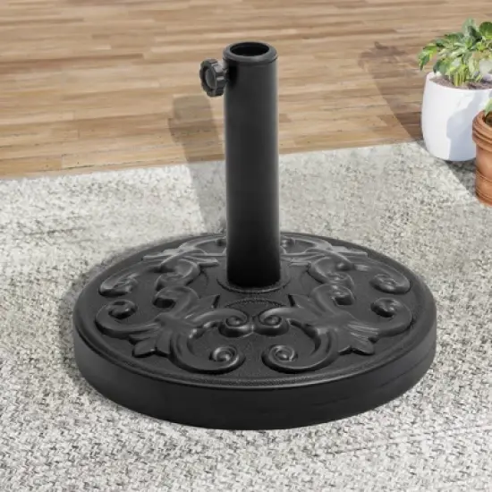 28.83lbs Patio Market Umbrella Circular Base Holder Filled with Concrete/Cement - Crestlive Products image {1}