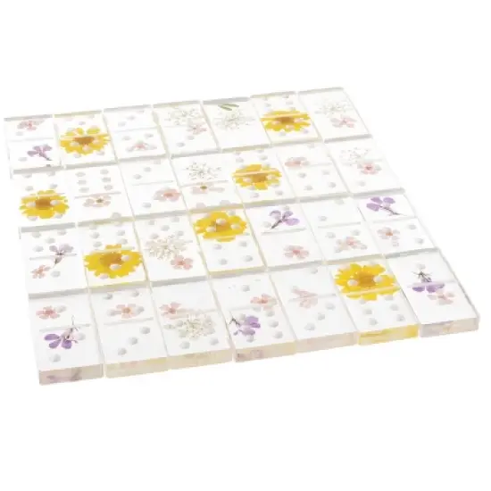 Acrylic Dominos Set - 28-Piece Domino Game with Display Box - Strategy Game, Tabletop Decoration and Modern Home Decor- Flower image {9}