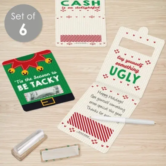 Big Dot of Happiness Ugly Sweater - DIY Assorted Holiday and Christmas Party Cash Holder Gift - Funny Money Cards - Set of 6 image {1}